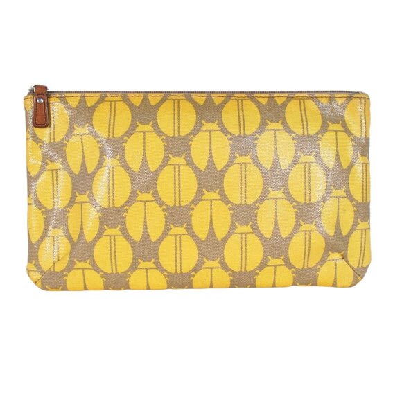 FOSSIL Keyper Ladybug Coated Canvas Zip Toiletry Cosmetic Makeup Pouch Case Bag - Picture 2 of 9